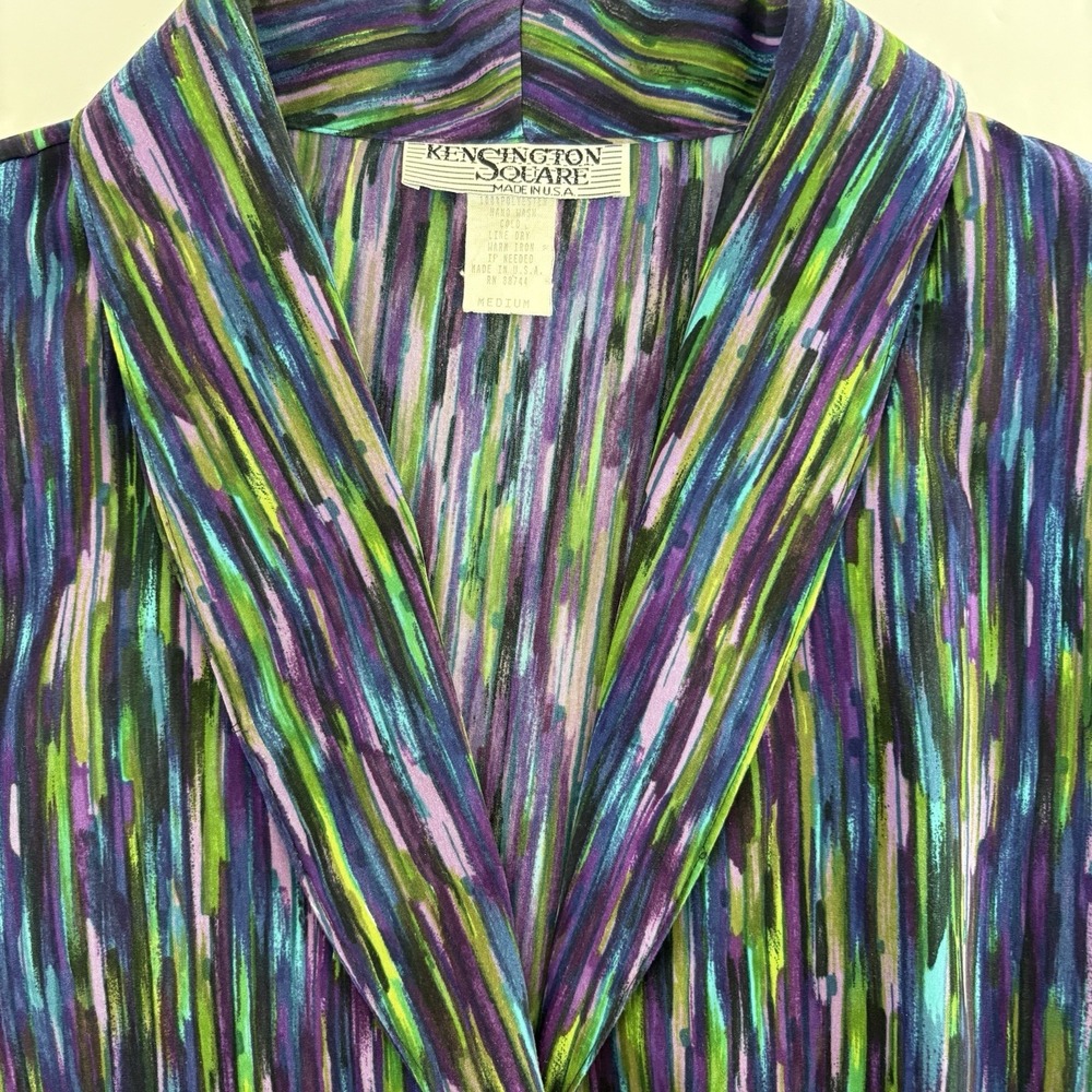 Kensington Square Women's Medium Multicolor Striped 3 Button Jacket Blazer VTG